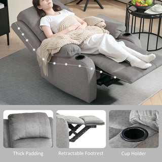 HOMCOM Microfibre Manual Reclining Armchair, with Footrest - Grey - Sofa In Store