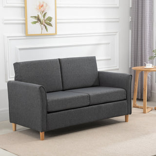 HOMCOM Two-Seater Linen-Look Sofa - Dark Grey Comfort - Sofa In Store
