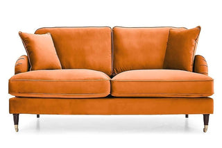Rupert Velvet 2 Seater Sofa – Burnt Orange Upholstered with Antique Style - Sofa In Store