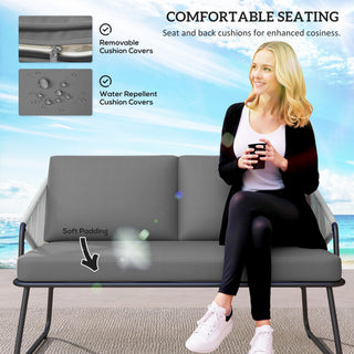 Outsunny Four-Piece Rattan Strong Panel Outdoor Sofa Set - Grey - Sofa In Store