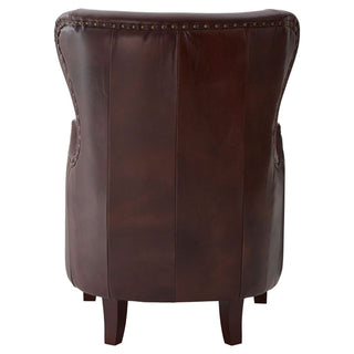 Sadalmelik Brown Faux Leather Wingback Armchair with Heritage Design - Sofa In Store