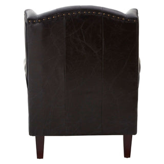Sadalmelik Black Leather Scroll Armchair with Heritage Style and Cabriol Legs - Sofa In Store