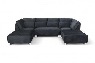 Sloane U Shaped Corner Sofa – Black Velvet with High Back Design - Sofa In Store
