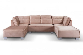 Sloane U Shape Mink Velvet Corner Sofa - Stylish 6 Seater Design - Sofa In Store