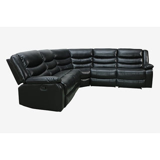 Sorreno Black Bonded Leather Recliner Corner Sofa – Modern Space-Saving Lounge with Reclining Seats - Sofa In Store
