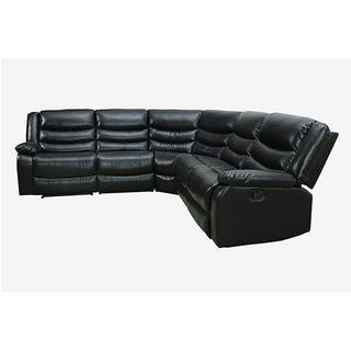 Sorreno Black Bonded Leather Recliner Corner Sofa – Modern Space-Saving Lounge with Reclining Seats - Sofa In Store