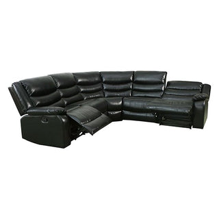 Sorreno Black Bonded Leather Recliner Corner Sofa – Modern Space-Saving Lounge with Reclining Seats - Sofa In Store