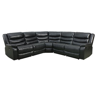 Sorreno Black Bonded Leather Recliner Corner Sofa – Modern Space-Saving Lounge with Reclining Seats - Sofa In Store