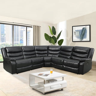 Sorreno Black Bonded Leather Recliner Corner Sofa – Modern Space-Saving Lounge with Reclining Seats - Sofa In Store