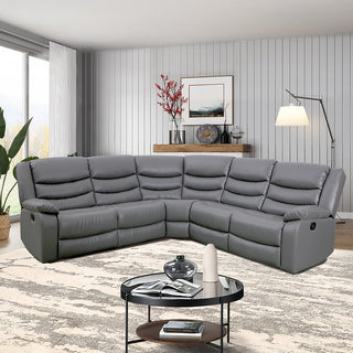 Sorreno Dark Grey Bonded Leather Recliner Corner Sofa – Space-Saving Comfort for Modern UK Living - Sofa In Store