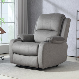 HOMCOM Microfibre Manual Reclining Armchair, with Footrest - Grey - Sofa In Store