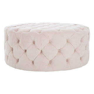 Syria Upholstered Fabric Footstool In Muted Pink - Sofa In Store