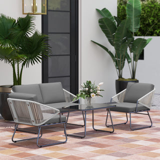 Outsunny Four-Piece Rattan Strong Panel Outdoor Sofa Set - Grey - Sofa In Store