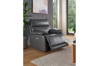 Turin Electric Power Recliner Armchair – Grey Genuine Leather - Sofa In Store