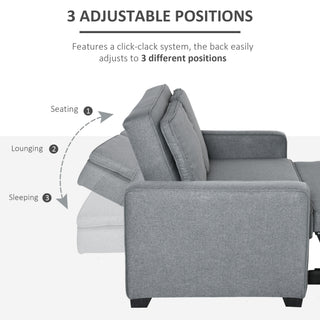 HOMCOM Double Sofa Bed Click Clack Sofa Bed Pull Out Bed with Adjustable Backrest for Living Room and Bedroom Grey - Sofa In Store