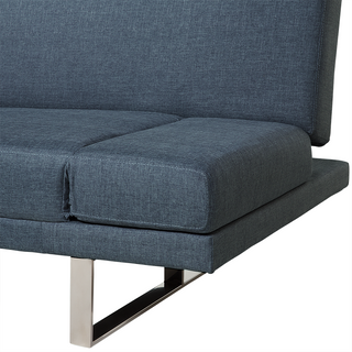Sofa Bed Dark Blue Fabric Upholstery 4 Seater Click Clack Mechanism Adjustable Armrests Beliani - Sofa In Store