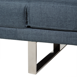 Sofa Bed Dark Blue Fabric Upholstery 4 Seater Click Clack Mechanism Adjustable Armrests Beliani - Sofa In Store