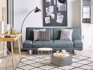 Sofa Bed Dark Blue Fabric Upholstery 4 Seater Click Clack Mechanism Adjustable Armrests Beliani - Sofa In Store