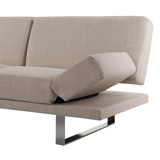 Sofa Bed Beige Fabric Upholstery 4 Seater Click Clack Mechanism Adjustable Armrests Beliani - Sofa In Store