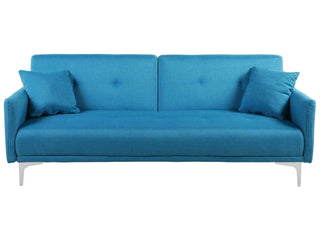Sofa Bed Sea Blue 3 Seater Buttoned Seat Click Clack Beliani - Sofa In Store