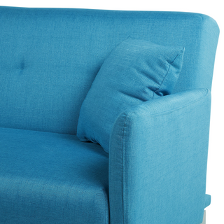 Sofa Bed Sea Blue 3 Seater Buttoned Seat Click Clack Beliani - Sofa In Store