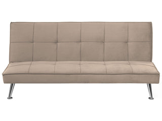 Fabric Sofa Bed Beige 3-Seater Quilted Upholstery Click-Clack Guest Bed Armless Beliani - 49387 - Sofa In Store