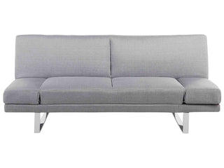 Sofa Bed Grey Fabric Upholstery 3 Seater Click Clack Mechanism Adjustable Armrests Beliani - Sofa In Store