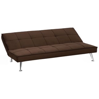 Fabric Sofa Bed Brown 3-Seater Quilted Upholstery Click-Clack Guest Bed Armless Beliani - 49384 - Sofa In Store