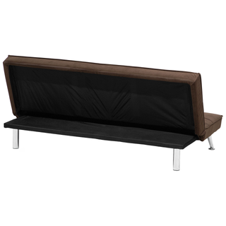 Fabric Sofa Bed Brown 3-Seater Quilted Upholstery Click-Clack Guest Bed Armless Beliani - 49384 - Sofa In Store