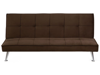 Fabric Sofa Bed Brown 3-Seater Quilted Upholstery Click-Clack Guest Bed Armless Beliani - 49384 - Sofa In Store