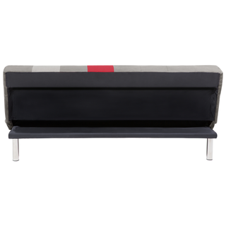 Sofa Bed Grey and Red 3-Seater Velvet Patchwork Upholstery Click Clack Beliani