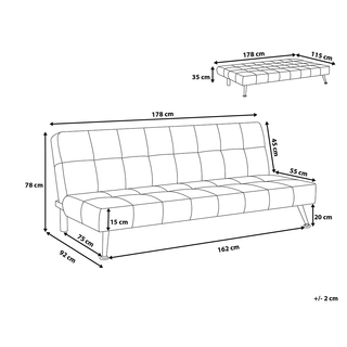 Sofa Bed Grey and Red 3-Seater Velvet Patchwork Upholstery Click Clack Beliani