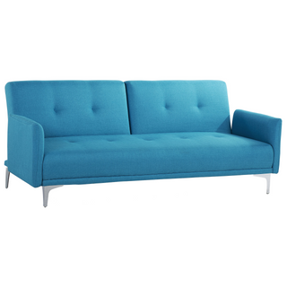 Sofa Bed Sea Blue 3 Seater Buttoned Seat Click Clack Beliani - Sofa In Store