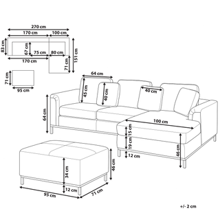 Corner Sofa Black Leather Upholstered with Ottoman L-shaped Left Hand Orientation Beliani