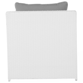 Garden Corner Sofa Set White Faux Rattan Grey Cushions 6 Seater with Table Ottoman Outdoor Scandinavian Modern Wicker Conversation Set Beliani - Sofa In Store