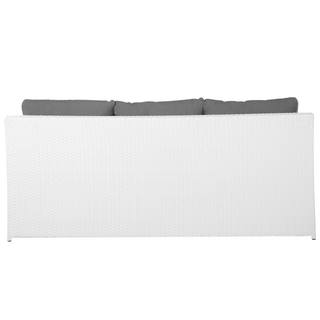 Garden Corner Sofa Set White Faux Rattan Grey Cushions 6 Seater with Table Ottoman Outdoor Scandinavian Modern Wicker Conversation Set Beliani - Sofa In Store