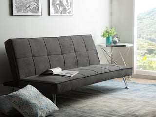 Fabric Sofa Bed Grey 3-Seater Quilted Upholstery Click-Clack Guest Bed Armless Beliani - Sofa In Store