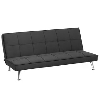 Fabric Sofa Bed Grey 3-Seater Quilted Upholstery Click-Clack Guest Bed Armless Beliani - Sofa In Store