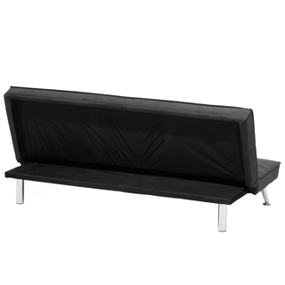 Fabric Sofa Bed Grey 3-Seater Quilted Upholstery Click-Clack Guest Bed Armless Beliani - Sofa In Store