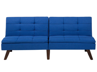 Sofa Bed Cobalt Blue 3-Seater Quilted Upholstery Click Clack Split Back Metal Legs Beliani - Sofa In Store