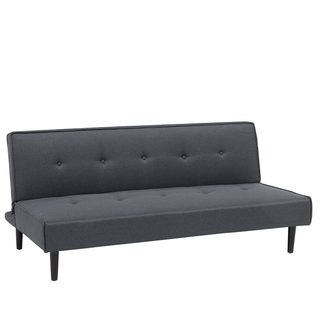 Sofa Bed Dark Grey 3 Seater Buttoned Seat Click Clack Beliani