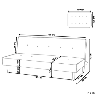 Sofa Bed Dark Grey 3 Seater Buttoned Seat Click Clack Beliani