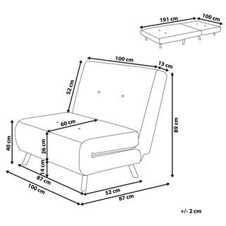 Sofa Bed Blue Fabric Upholstery Single Sleeper Fold Out Chair Bed Beliani - Sofa In Store