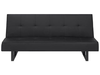 Sofa Bed Black Faux Leather Modern Living Room Convertible 3 Seater Armless Minimalistic Design Beliani - Sofa In Store