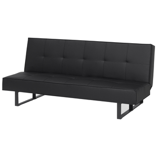 Sofa Bed Black Faux Leather Modern Living Room Convertible 3 Seater Armless Minimalistic Design Beliani - Sofa In Store