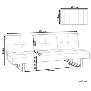 Sofa Bed Black Faux Leather Modern Living Room Convertible 3 Seater Armless Minimalistic Design Beliani - Sofa In Store