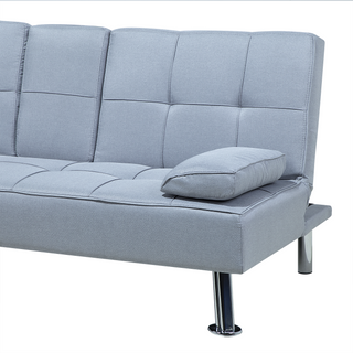 Sofa Bed Light Grey 3 Seater Drop Down Table Click Clack Beliani