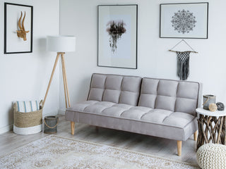 Sofa Bed Light Grey 3 Seater Reclining Back Quilted Beliani - Sofa In Store