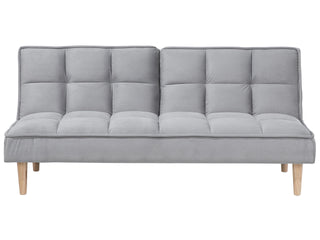 Sofa Bed Light Grey 3 Seater Reclining Back Quilted Beliani