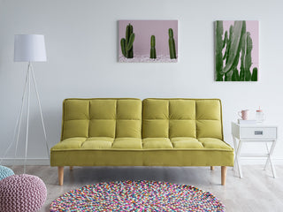 Sofa Bed Green 3 Seater Reclining Back Quilted Beliani